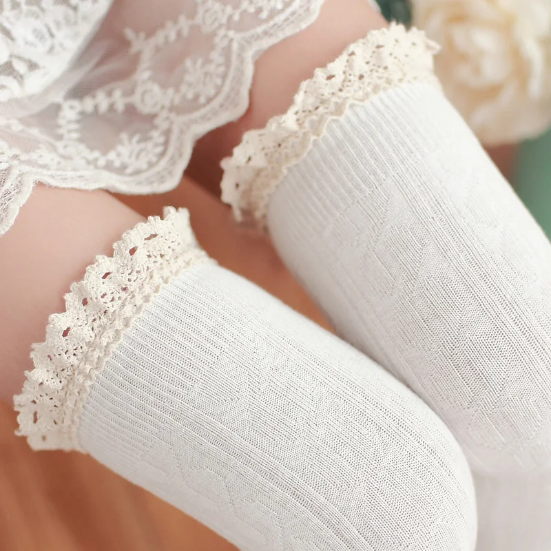 New Japanese Style Sexy Women Cotton Stocking Overknee Sweet Girl Stockings Thigh High Lace Split Winter Stockings For Woman