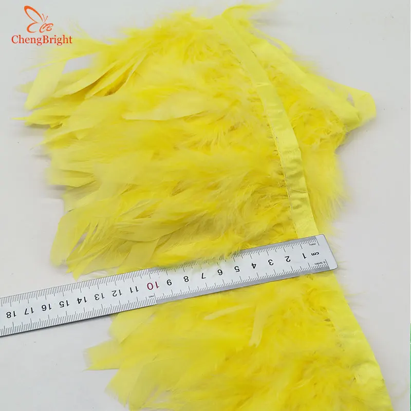 ChengBright Đẹp 2 Yards Thổ Nhĩ Kỳ Feathers Trim Vải Biên Gà Pheasant Feather Trims Quần Áo Cưới Feathers Ribbon DIY