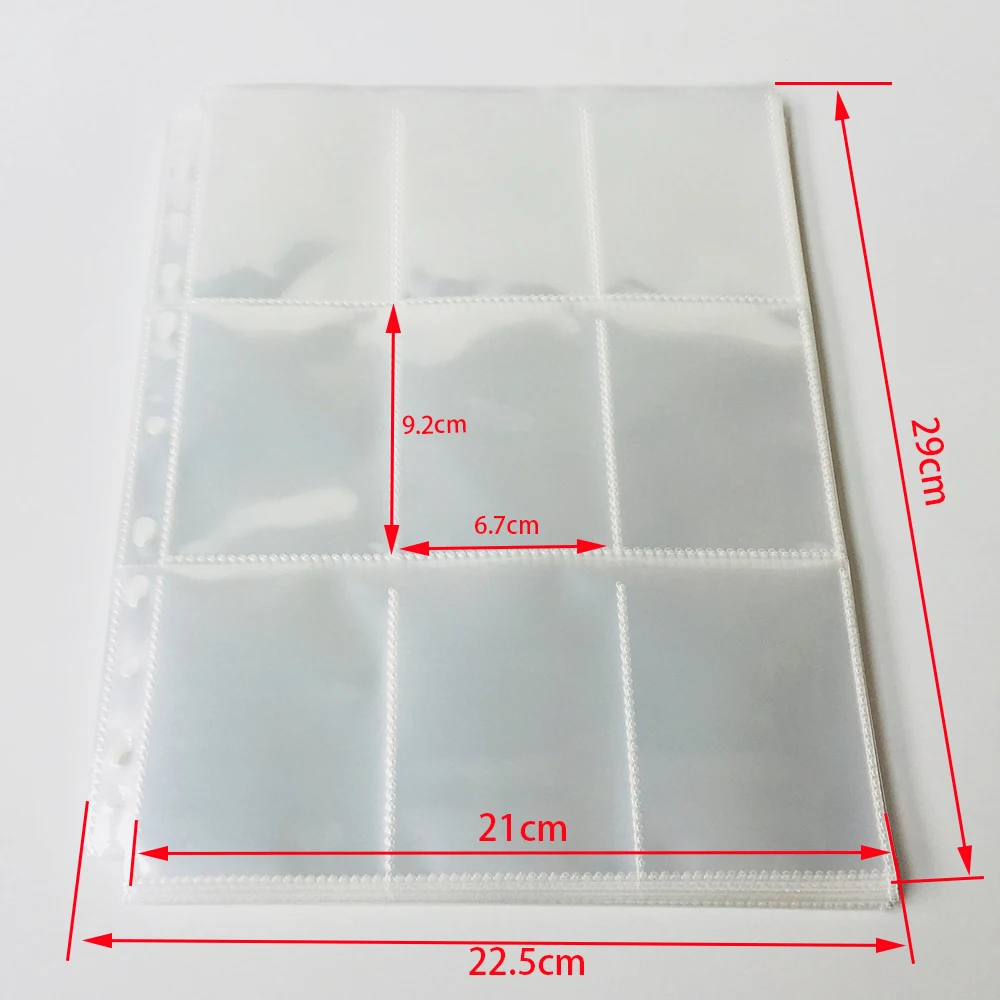 20 pages/Lot, 180 Pockets Top Insert Clear Card Pages For Starndard Board Game Cards Top Loading Card Collection Pages