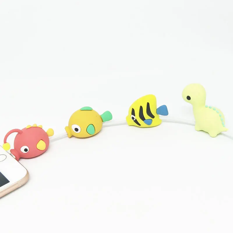 NEW Cute Animal Cable Protector Cord Wire Cartoon Protection Mini Silicone Cover Charging Cable Winder For Iphone Charger Cable