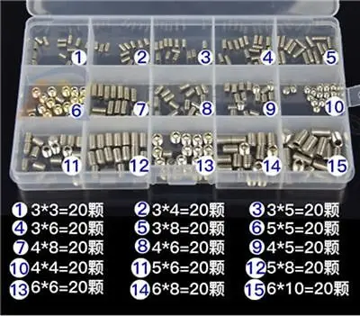 300 Pcs مجموعة M3 M4 M5 M6 مزيج 304 الفولاذ مسامير من الاستانليس الأخدود نهاية عرافة المقبس