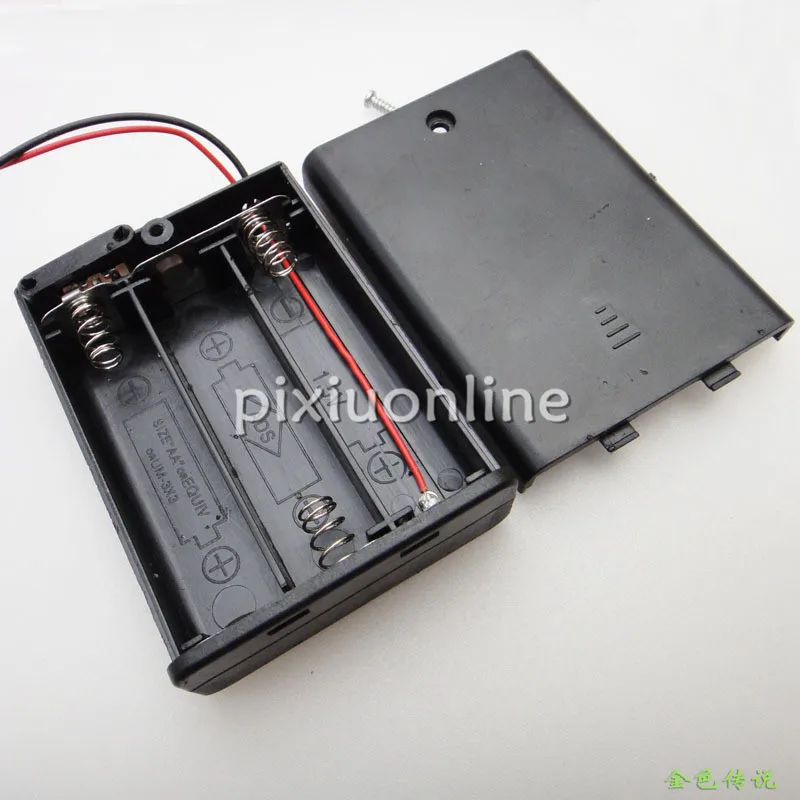 1pc J029 4.5V 3 AA Battery Box with Switch Black and Transparent Plastic Model Airplane Battery Box Free Shipping Russia