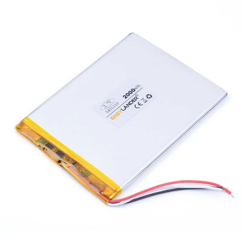 3Wries 3,7V 2000mAH 3451110   Bateria recarregável de polímero de íon-lítio para tablet pc