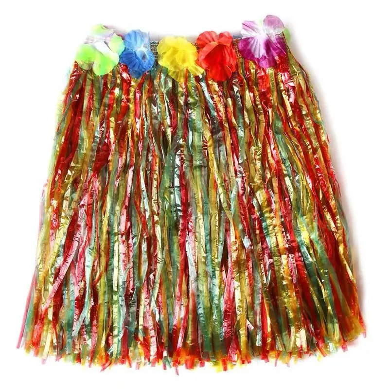 Girl Grass Skirt Hawaiian Hula Skirt Suit Dance For Children Girls Beach Festive Party Supplies Skirt