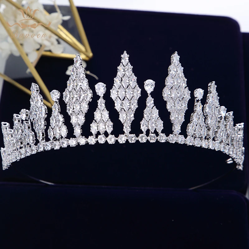 

Elegant Simple Full Cubic Zircon Wedding Tiaras Crowns Headpieces Brides Hairbands Wedding Hair Jewelry Gifts