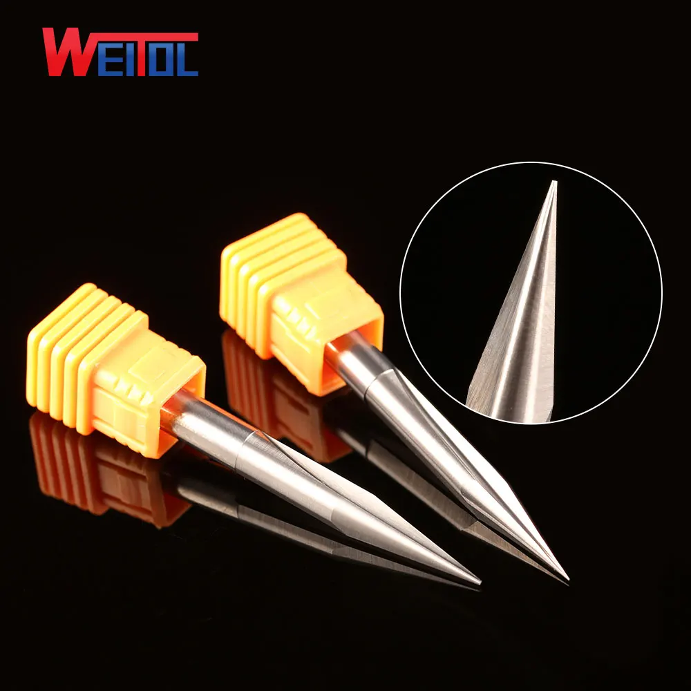 Weitol 5A 6mm shank carbide alloy two/double flutes V straight bit wood V carving tools milling cutter for wood