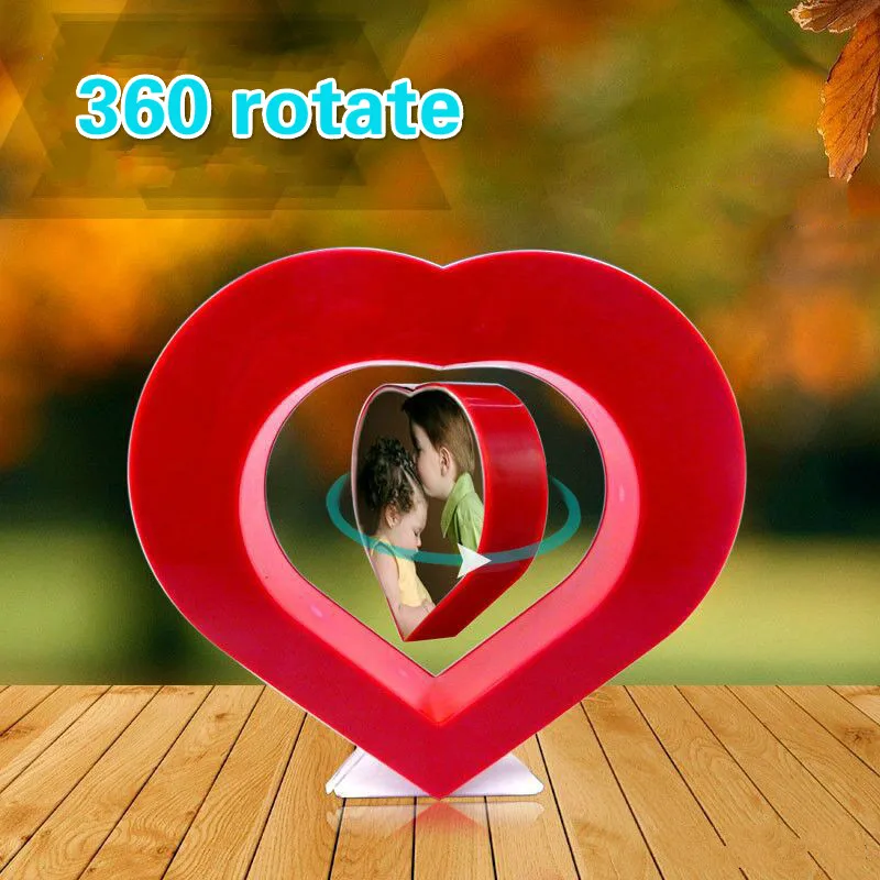 Floating Photo Frame Red Heart Magnetic Levitation Pictures Frame Magnetic Suspension Photo Frame Home Office Decoration