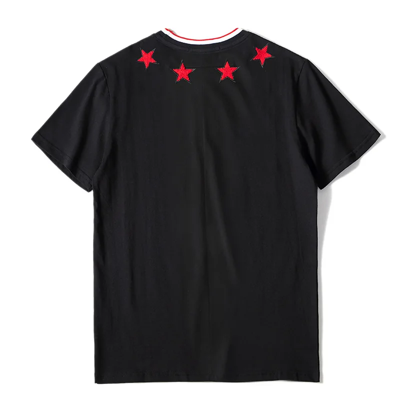 New Men Novelty embroidery Stars Classic T Shirts T-Shirt Hip Hop Skateboard Street Cotton T-Shirts Tee Top Kenye #041