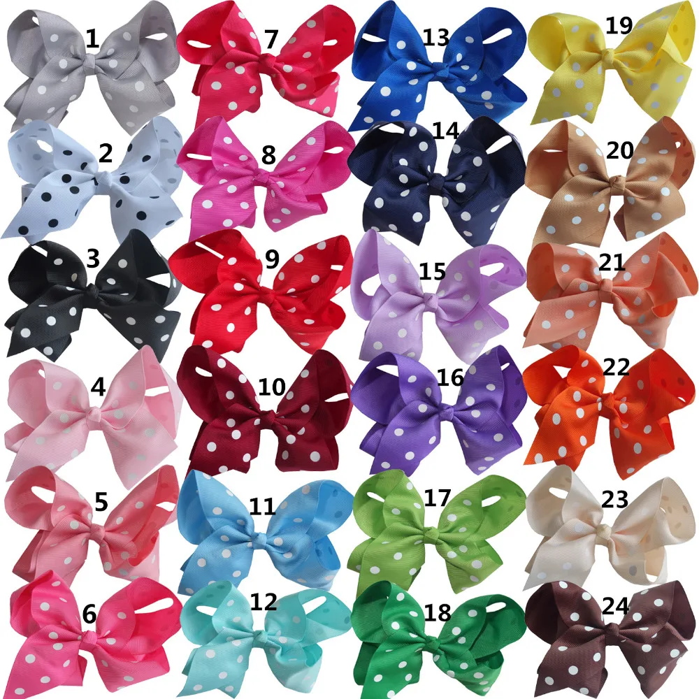 

24 pcs/lot 6 inch Polka Dots Hair Bow Boutique Large Hair bow Hair Clips Hairpins Girls Hair accessories Holiday bow Headwear