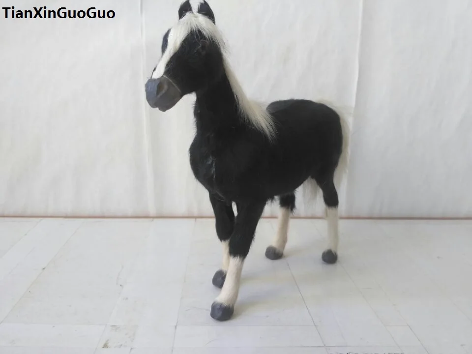 

simulation horse hard model prop large 26x20cm plastic&furs black horse ,home decoration toy gift s1767