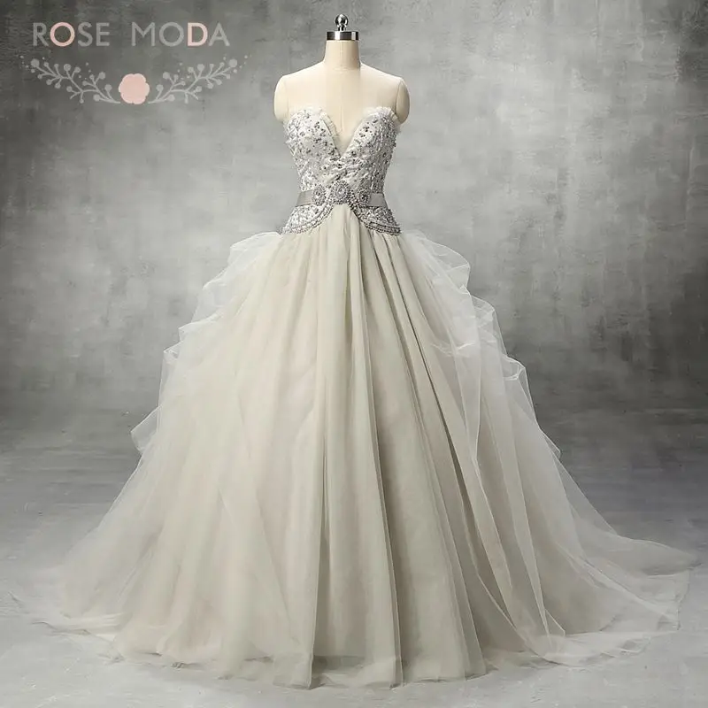 Rosa moda cinza pastel princesa casamento vestido de baile fotos reais