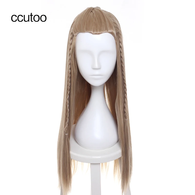 Ccutoo 28 "rubio largo recto liso espalda estilo trenza pelo sintético fiesta Cosplay pelucas de disfraz el Hobbit Prince Legolas