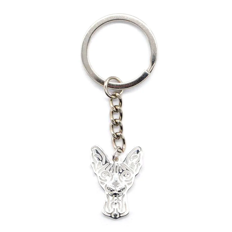 Jewelry Women\'s Sphynx Cat Key Chains Lovers Metal Pet Shaped Key Chains