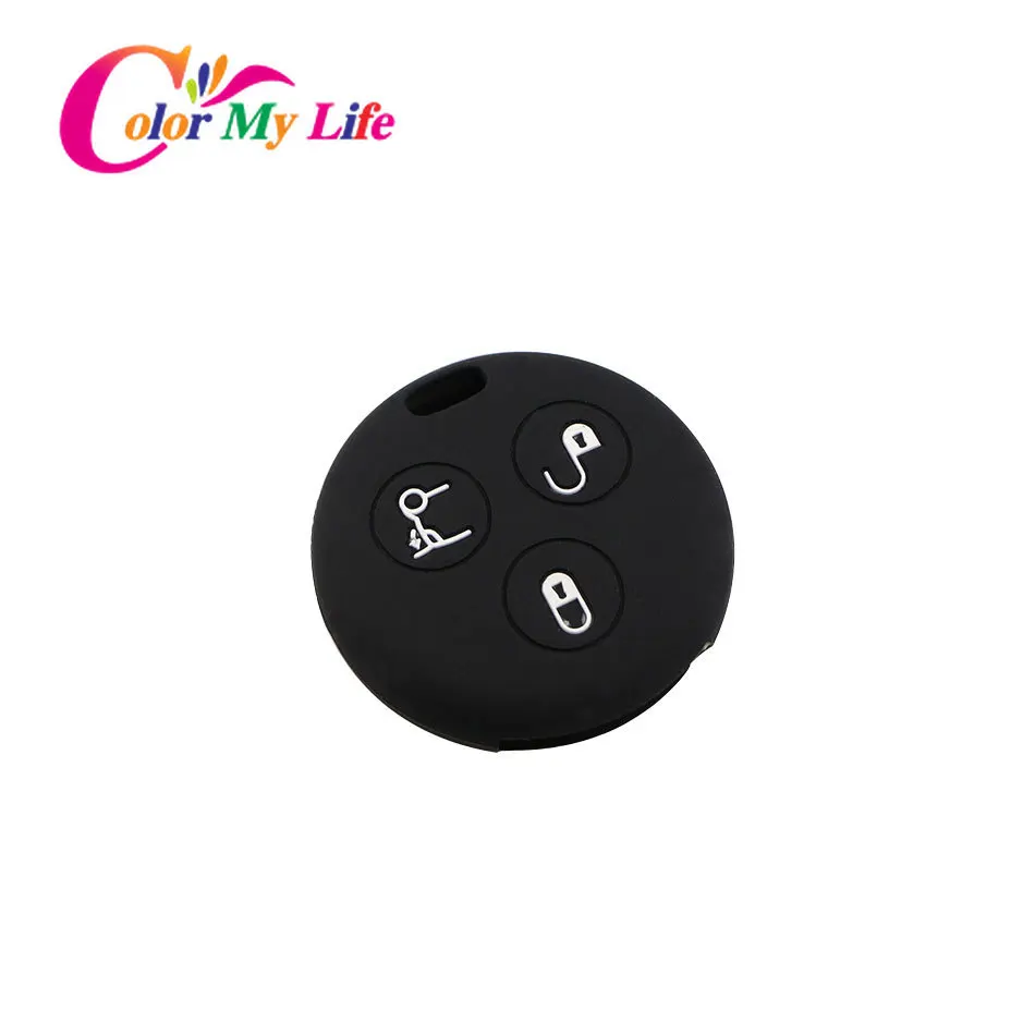 3 Button Rubber Silicone Key Protection Case Bag for Mercedes Benz Smart City Roadster Fortwo Key Holder Cover