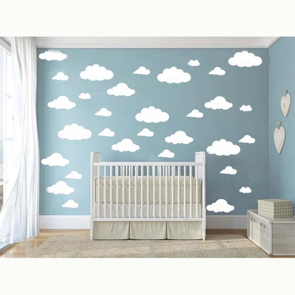 48pcs Cartoon Cute Clouds Wall Stickers For Kids Child Rooms Boys Girls Gifts Art Mural Wardrobe Decoration Vinyl Wall Decals