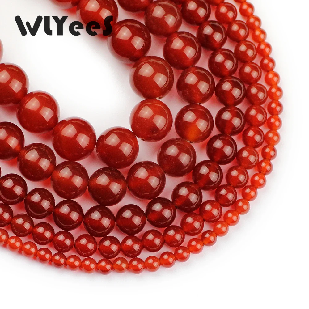 WLYeeS AAA Red carnelian Natural stone beads Round Ball 4-12mm loose beads Jewelry bracelet Necklace Making DIY Accessories 15\