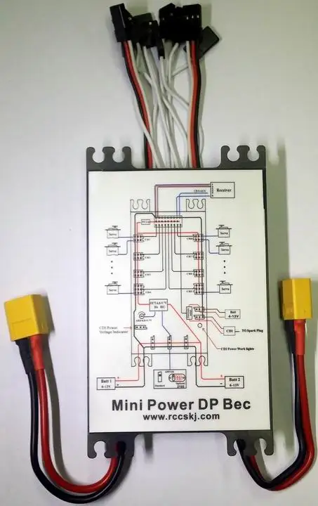 Mini Servo Section board Power Distribution Box PB5004 for Gasoline Airplane with 30A UBEC / XT60 Plug