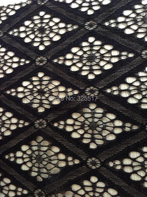 High quality  rhombus jacquard elastic hollow-out lace fabric,XERY6366