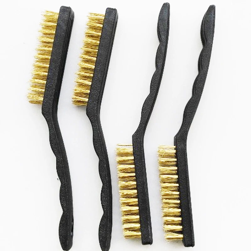 

4PCS Dental BRASS CLEANING BRUSH Tool Yellow Hair Black Handle