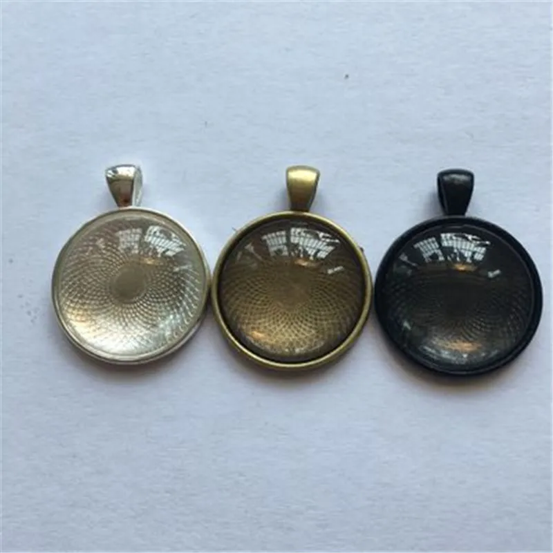 

5pcs 25mm 30mm Pendant Base With Glass Blanks Cabochons Setting Tray Round Gem Cameo Bezel For Diy Jewelry Making Accessories