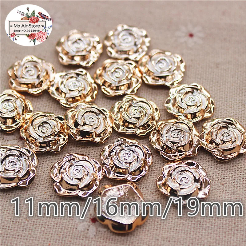 11/16/19mm golden flower plastic flatback decoration craft scrapbook accessories