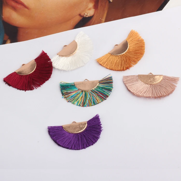 

2018 Summer style color Cotton thread decoration geometry fan shape fashion tassel charms diy jewelry tassels earrings pendants