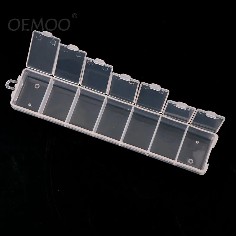 7 Grids Transparent Plastic Rectangle Storage Box DIY Nail Art Tips Decoration jewelry Tools Case Container