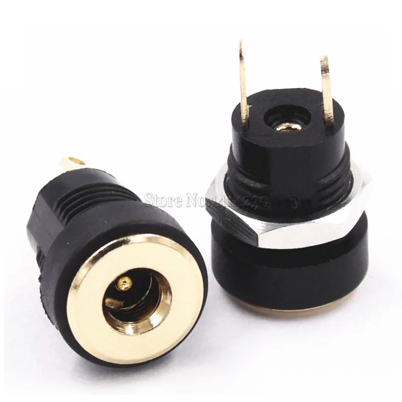 10Pcs 3A 12v for DC Power Supply Jack Socket Female Panel Mount Connector 3.5mm 1.35mm Plug Adapter 2 Terminal types GOLD PLATED