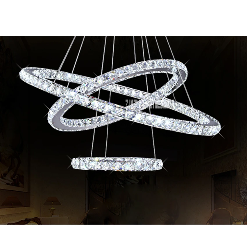 New Creative LED Crystal Chandelier Lights Home Hanging Ceiling Fixtures 3 Rings Lighting Pendant Lamp 100-240V (40cm+60cm+80cm)