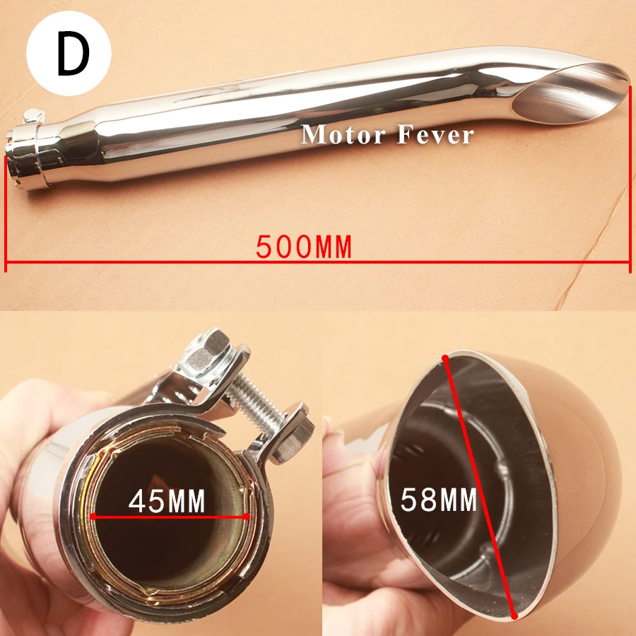 1 Pair Universal 39-45MM Motorcycle Exhaust Pipe Chrome Muffler Silencer Escape Moto for Retro Vintage Cafe Harley Accessories