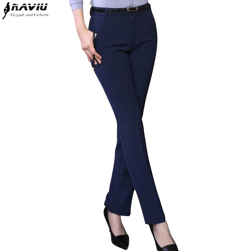 Naviu New Fashion Pantalones High Quality Women's Pants Formal Ropa Mujer Slim Style Straight Bottom