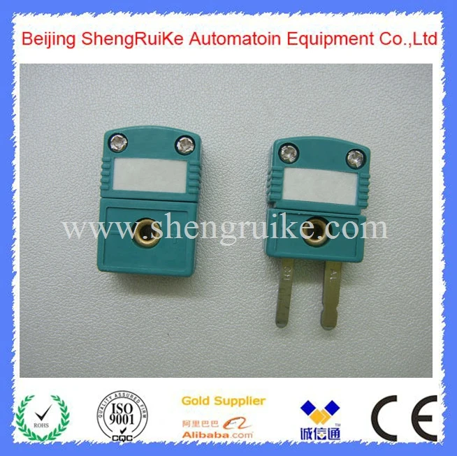 Imagem -03 - Mini Conector de Par Termoelétrico k Omega tipo Cor Verde Pino Liso Masculino e Fêmea
