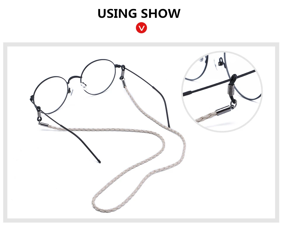 Brillenband, PU hält Ihre Brille um den Hals sicher, praktischer Sonnenbrillenhalter für Männer und Frauen – Detail 12