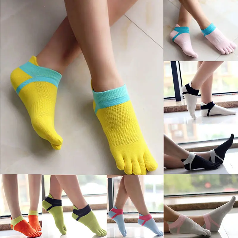 1 Pairs Summer Invisible Toe Socks Woman Girl Cotton Thin Solid Soft Shallow Mouth Breathable Deodorant No Show 5 Finger Socks