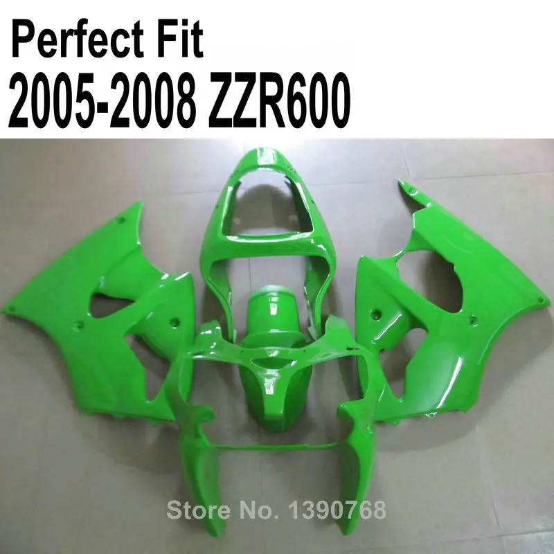 

ABS plastic fairing kit for Kawasaki ZZR600 2005 2006 2008 05 07 08 all green Free custom fairings TP35