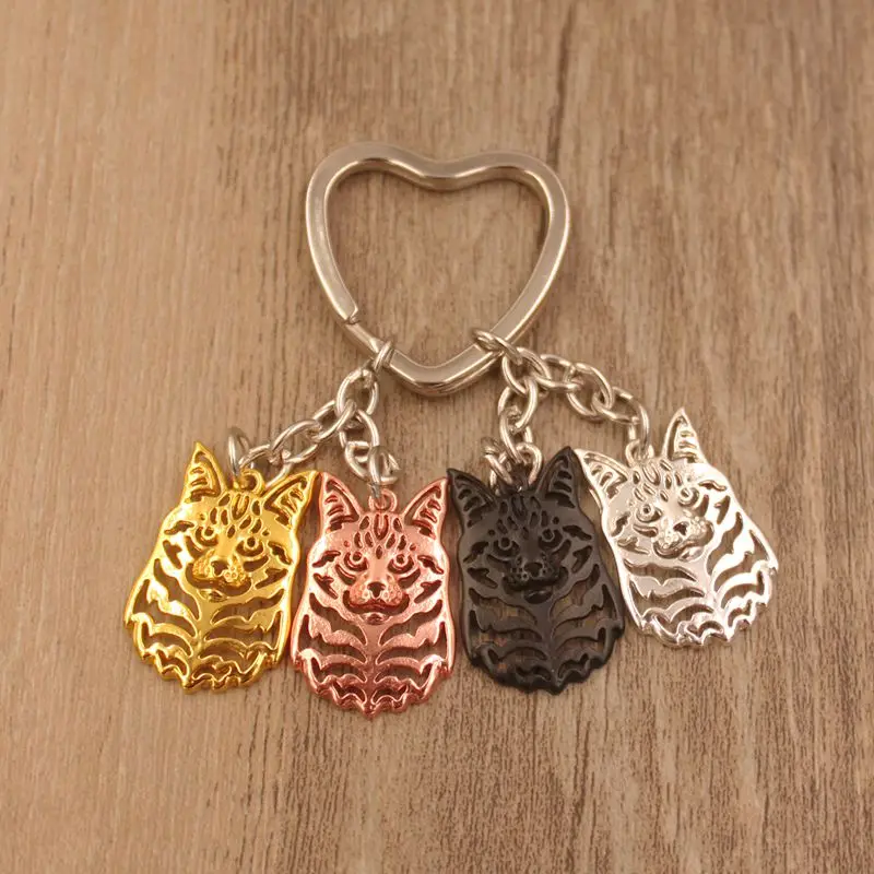 Maine Coon Cat Animal Gold Silver Plated Keychain Gift For Bag Car Women Men Male Female Girls Boys Love Jewelry Christmas