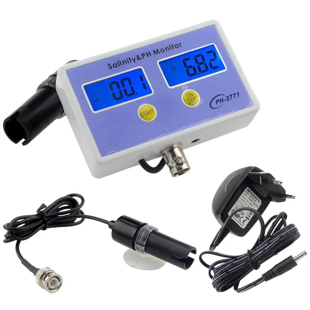 PH-2771 2 in1 Digital Salinity & PH Meter Monitor for Aquarium Seawater Salt Tester