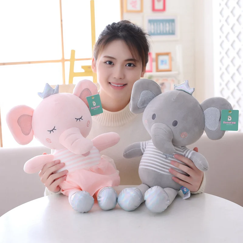 1PC 30-50cm Cute Soft Gentle Elephant Plush Toys Stuffed Cartoon Animal Doll Kids Baby Children Baby Appease Christmas Gift