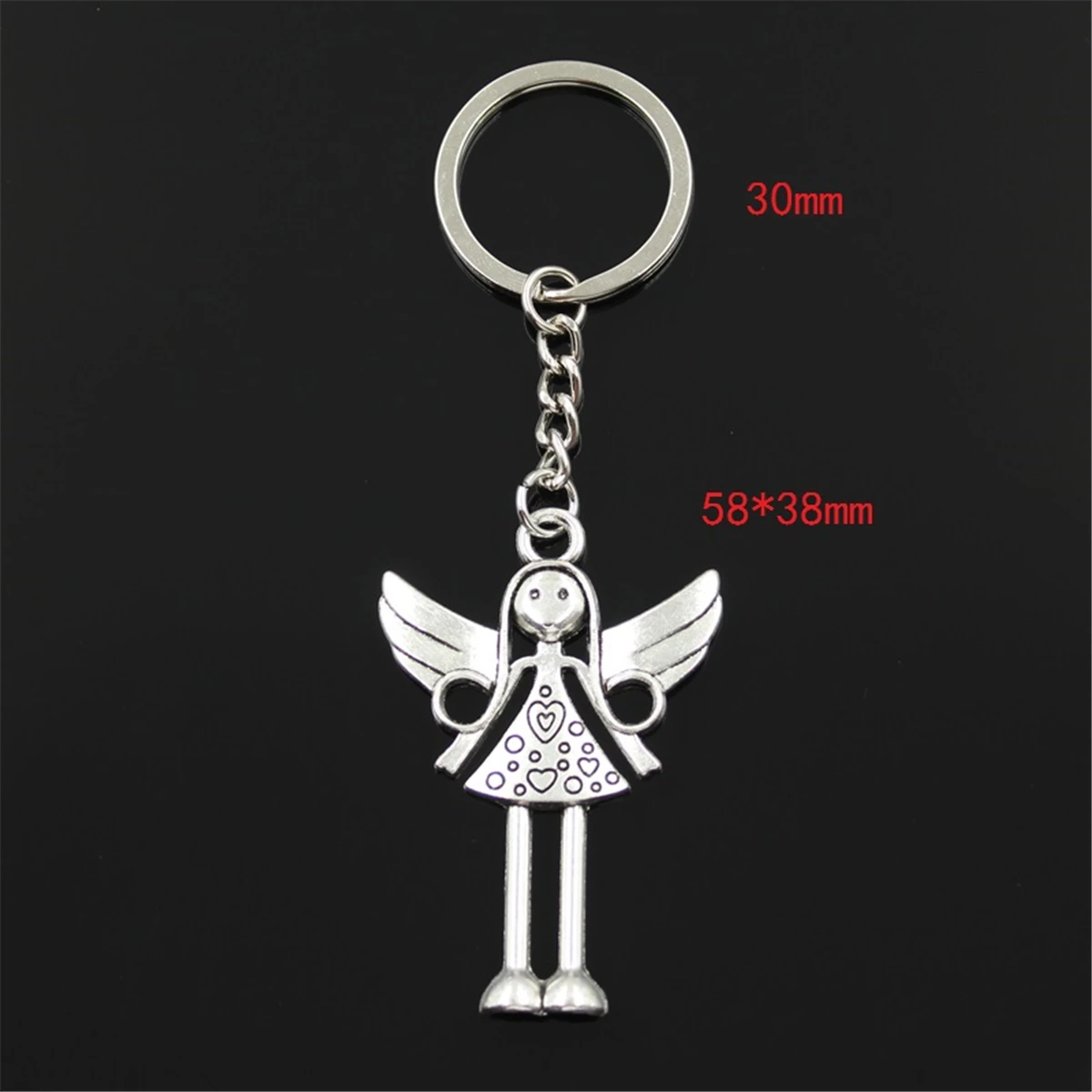 New Keychain 58x38mm Angel Pendants DIY Men Car Key Chain Ring Holder Keyring Souvenir Jewelry Gift