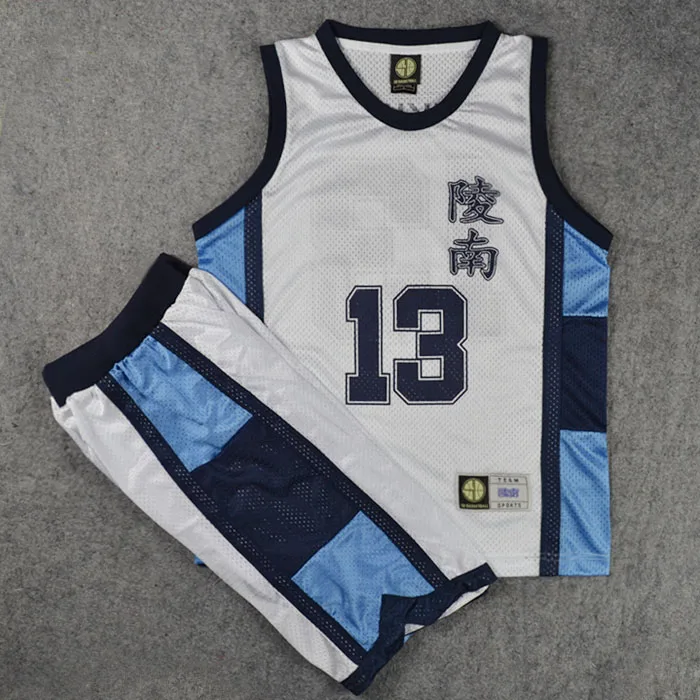 Anime Cosplay Costume Ryonan School No. 13 Kicchou Fukuda Basketball Jersey Tops + Shorts Full Set Suits Team Uniform