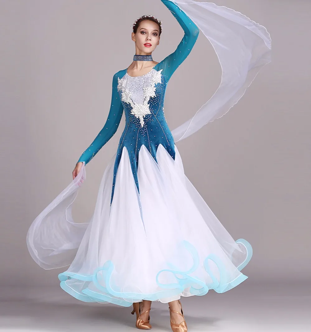 High End Ballroom Dance Competition Dress Velvet Standard Dresses Modern Dance Costume Ballroom Waltz Skirts luminous costumes