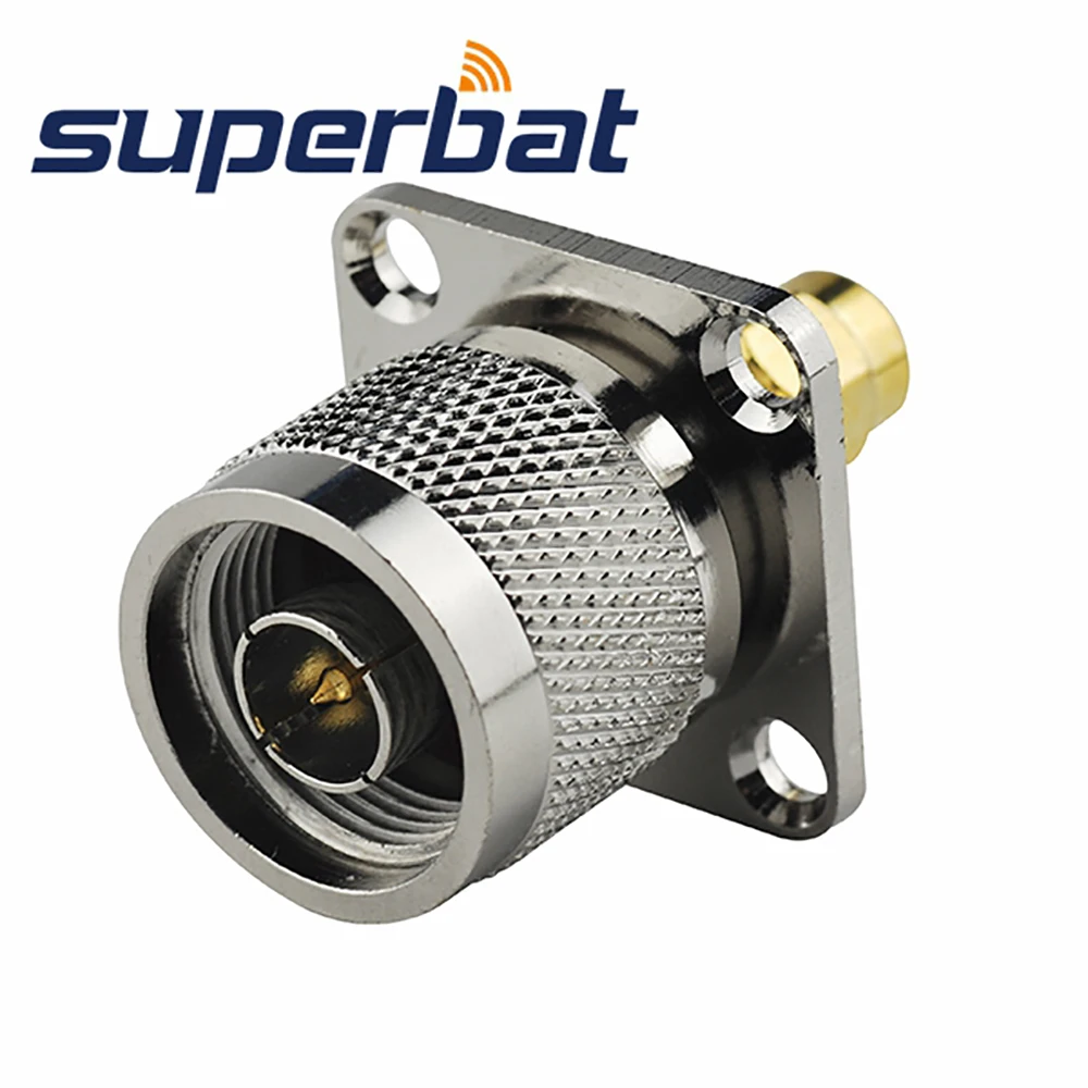 Superbat SMA Plug to N Male Flange 4 Hole Panel Mount RF Coaxial Connector Adapter 25*25mm for Wireless