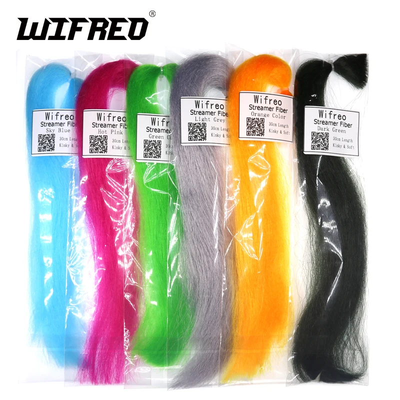 

Wifreo 1Pack 30CM Crimped Kinky Minnow Fiber Streamer Fly Fibers Bucktail Jig Head Tying Material for Fly Fishing Bass Lure