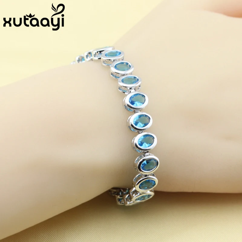 Fashion Jewelry Green Imitated Emerald Sterling Silver Overlay Bracelet For Women Adjustable Link Chain Bracelet Length 18+2 cm