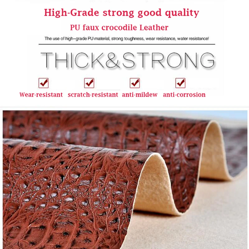 Good 69*50cm1pc Faux PU Leather Fabric Thick Bump Crocodile Pu Synthetic Leather Fabric For Diy Bag Shoe Material 15 colours