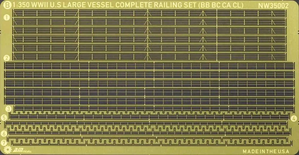 1/350 Railing: WWII U.S Large Vessels (BB/BC/CA/CL)  ABC/SET