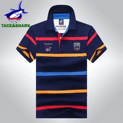 TACE&SHARK Brand 2018 Summer Casual Striped Polo Shirt Fashion Shark Camisa Masculina Mens Polos Shirts Clothing Homme 3XL