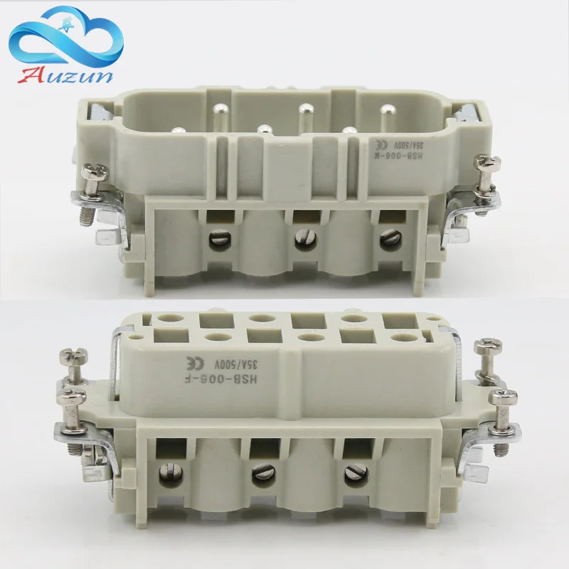 HDC - HSB - 006 Heavy Duty Connector 6 Pins Core High Current 35A Aviation Industry Waterproof Plug Socket 500V