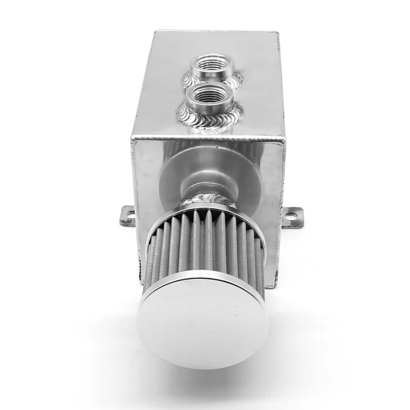 

DEFT 2L Universal Car Aluminum Oil Catch Tank Silver Black Fuel Tanks With Breather Filter Drain Tap 2LT Baffled