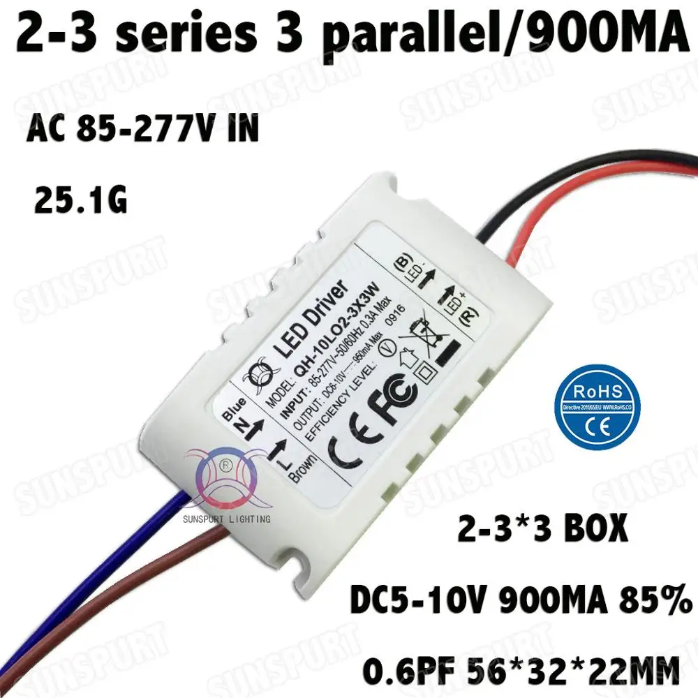 External 5-80W AC85-277V LED Driver 2-3Cx3B 3-6Cx3B 6-12Cx3B 12-20Cx3B 18-30Cx3B 900mA DC5-105V Constant Current Free Shipping